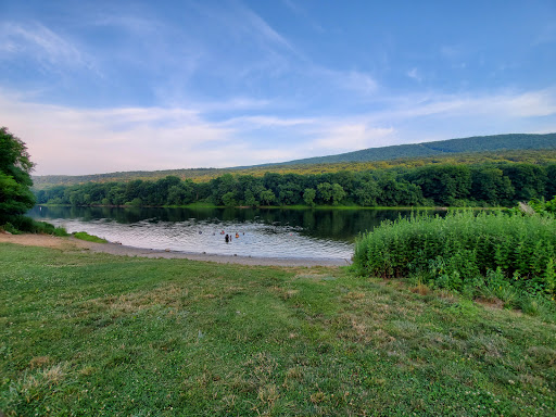 Quiet pond and wooded hills in Smithfield, Rhode Island