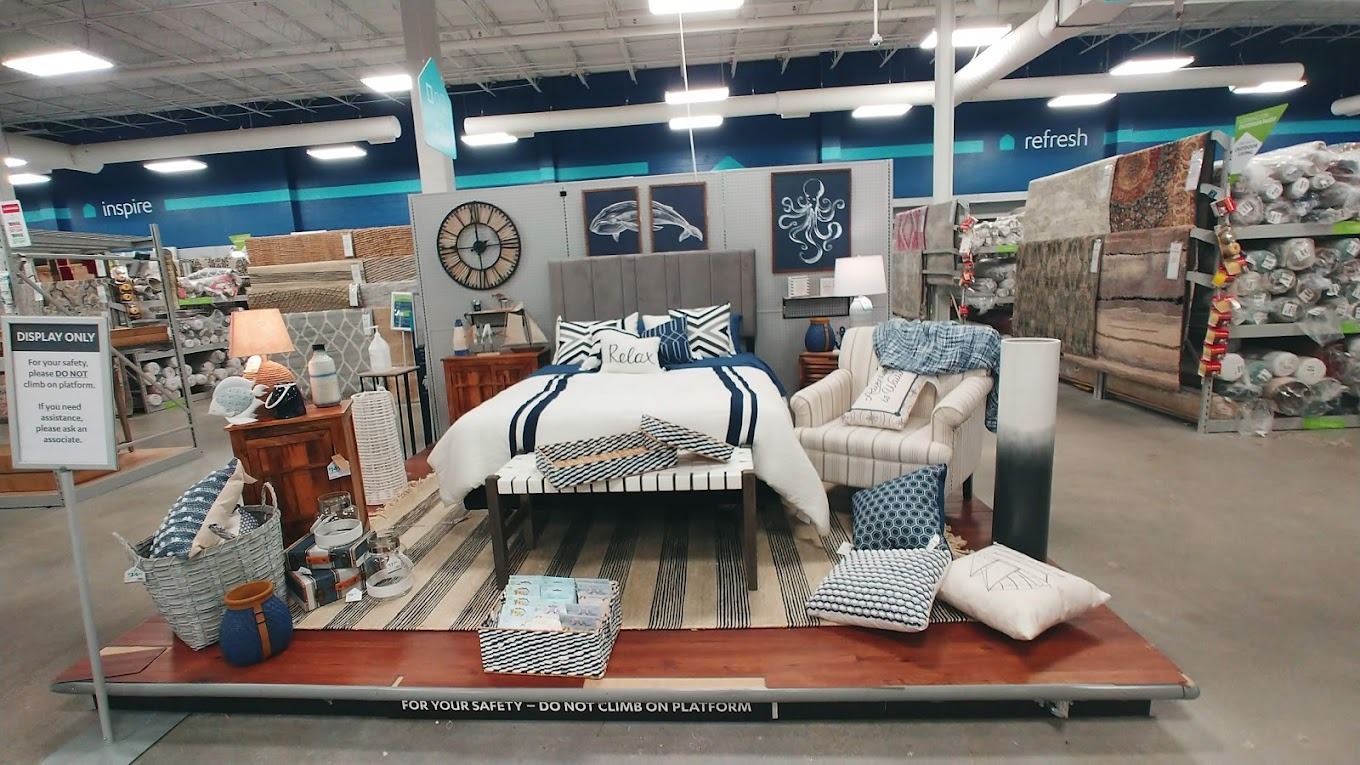 Home furnishings display inside a store at Midland Commons