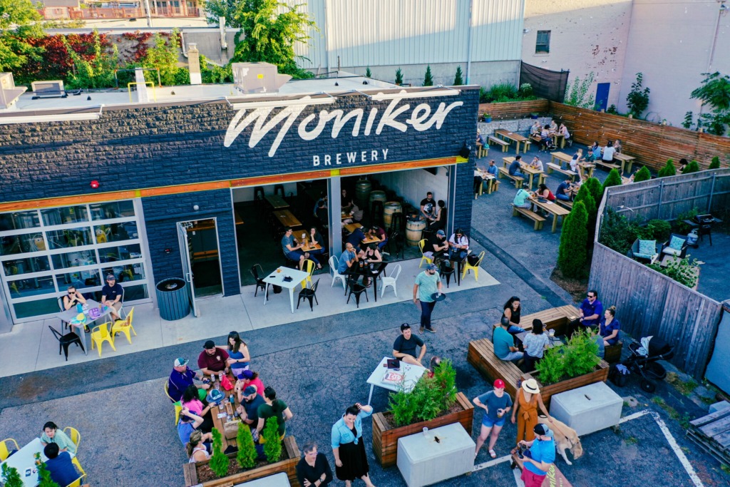 Moniker Brewery taproom and outdoor beer garden in Providence