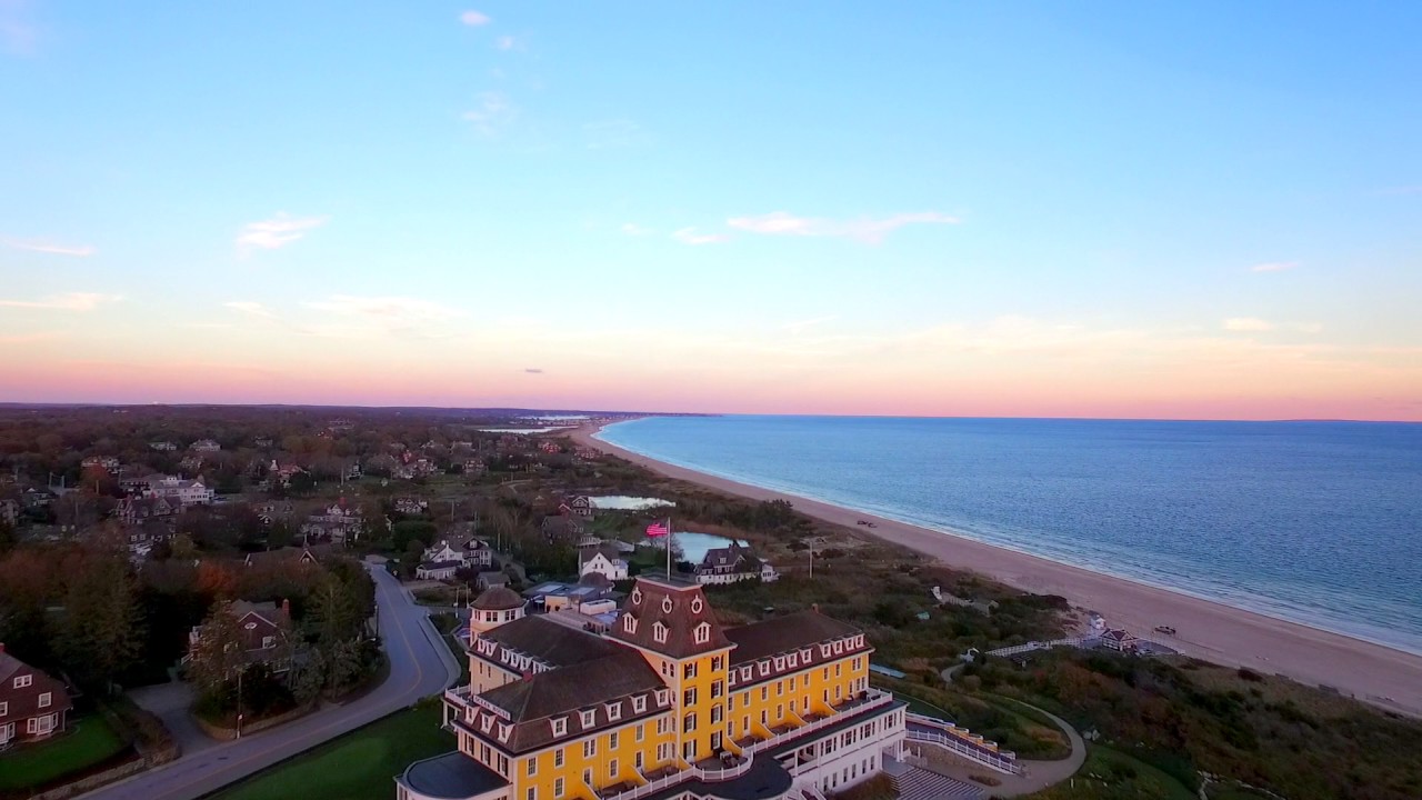 Aerial view of Watch Hill Beach and the Westerly coastline